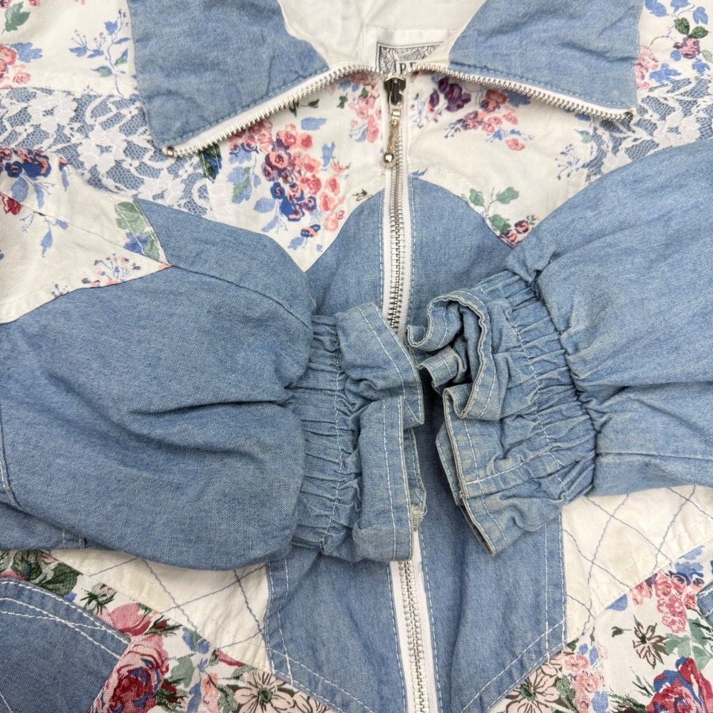 Vintage Bronton Patchwork Denim Jacket Floral Lac… - image 13